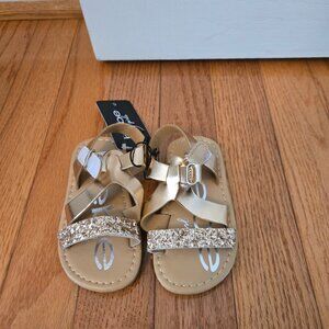 NWT Girls BeBe girls size 5 toddler gold gladiator sandals